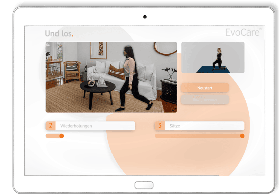 Online Therapie App auf dem Tablet für Physio Anleitungen Zuhause mit Therapeuten